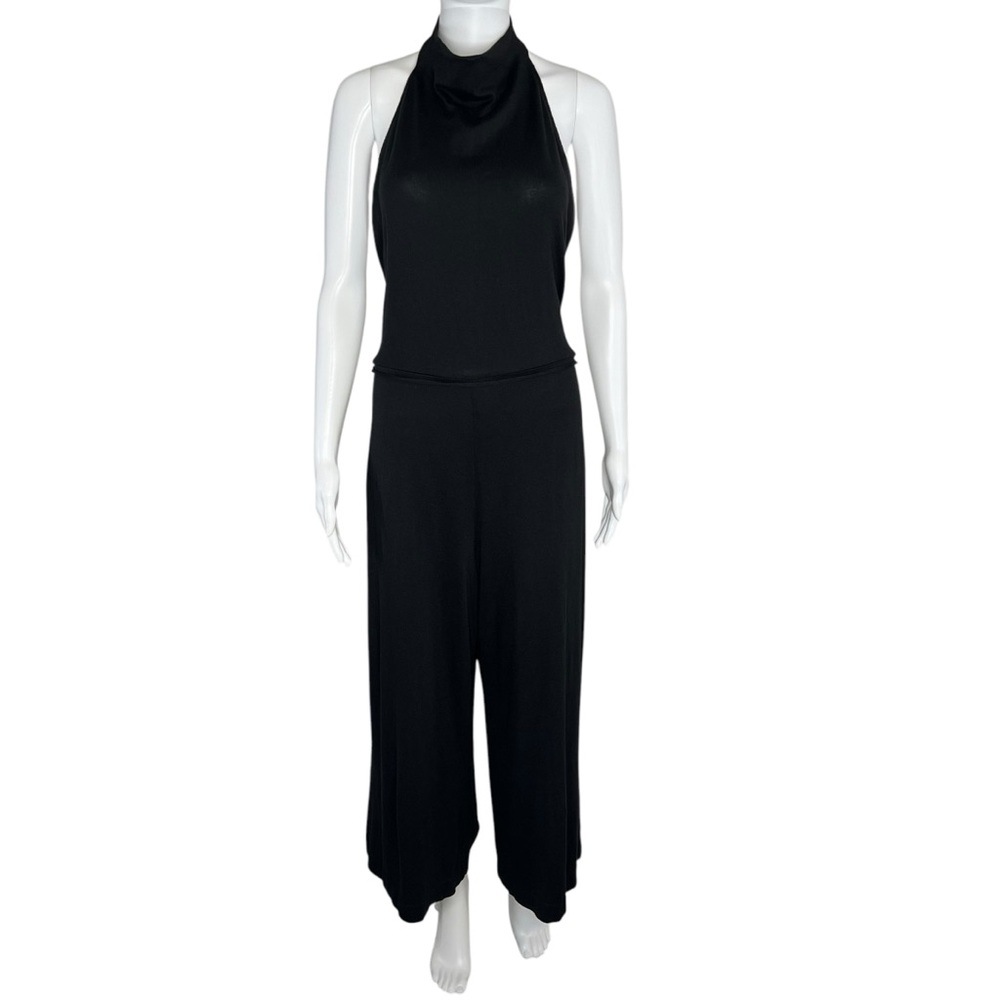 Vince Cropped Belted Stretch-cotton Halterneck Jumpsuit L - Picture 2 of 8